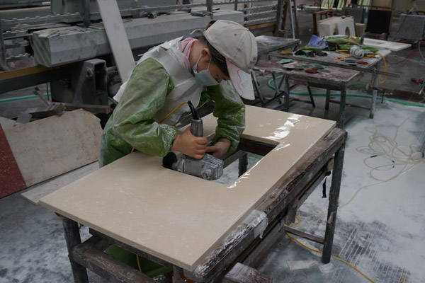 Marble stone for bathroom top fabrication