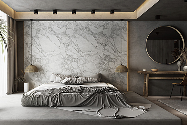 bedroom wall covering stone grey