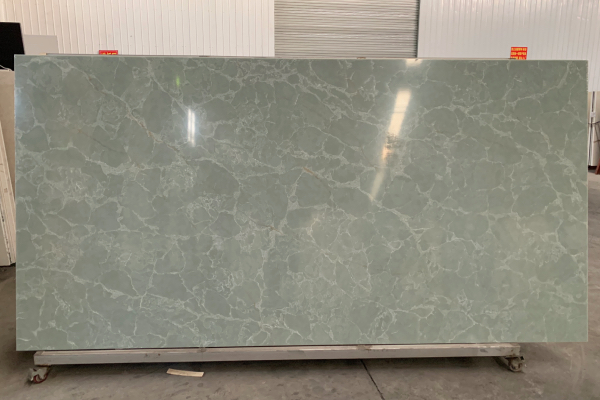 Green translucent quartz slab