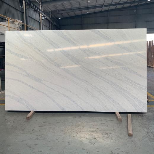 Losa de cuarzo premium fabricada en China con vetas azules